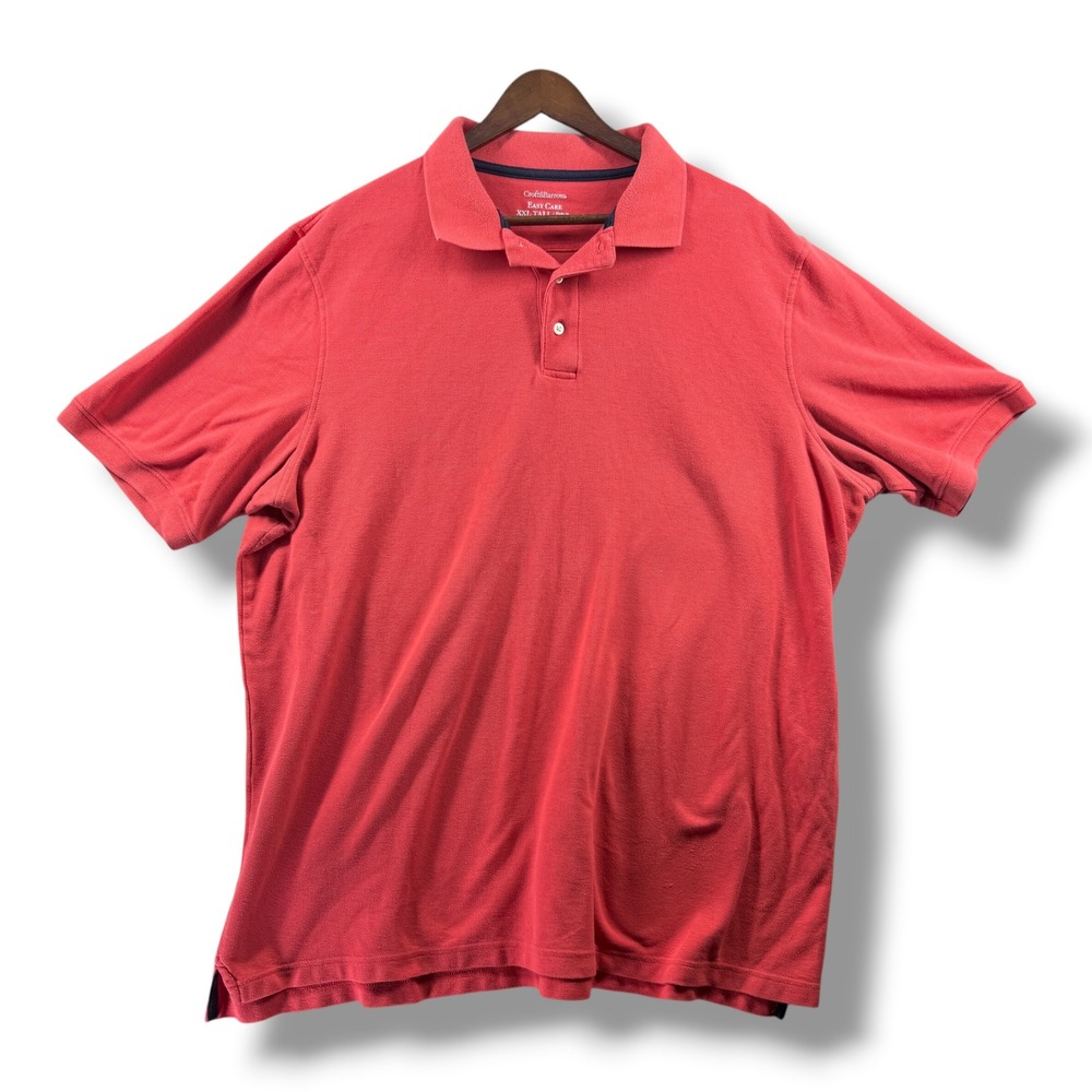 Croft & Barrow Mens XXL Tall Coral Red Easy Care Pique Polo Shirt Short Sleeve